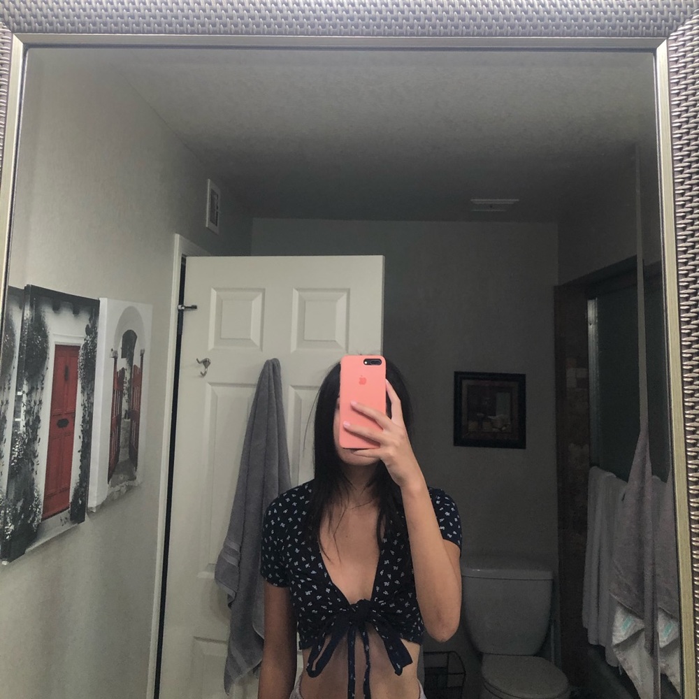 Brandy Floral Navy Wrap Top